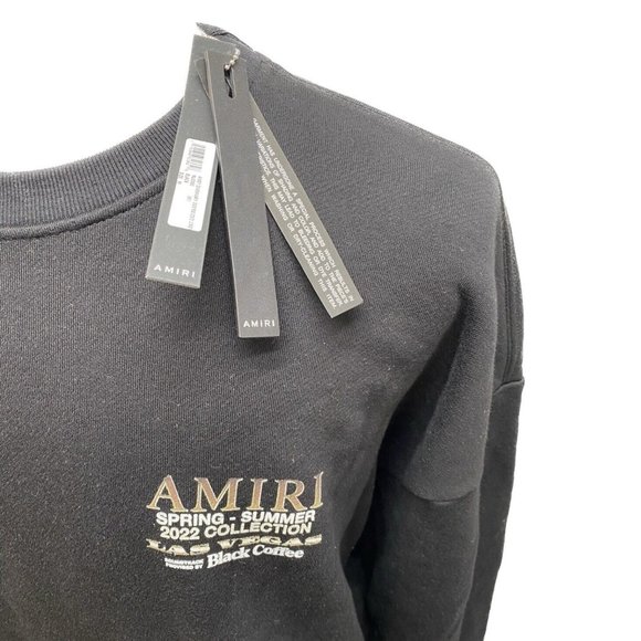100% Auth NWT Amiri Black Coffee Graphic Print Crew Neck Sweatshirt Oversized M - Picture 4 of 11